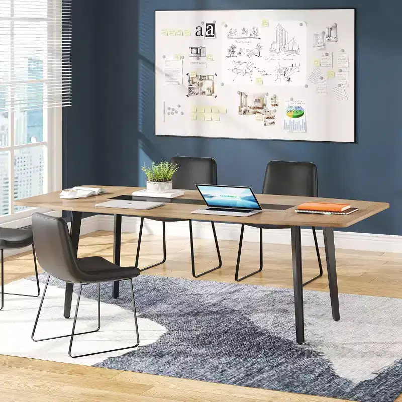 Lantine 6FT Conference Table, 70.86 Inches Boat Shaped Meeting Table, Modern Seminar Table for Office Meeting Room