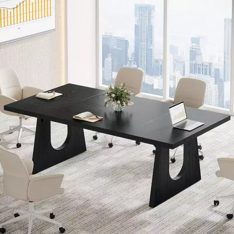 Lantine 70.9-Inch Conference Table for 6-8 People, Modern Rectangular Office Meeting Desk for Business, Seminar, Breakroom, Black