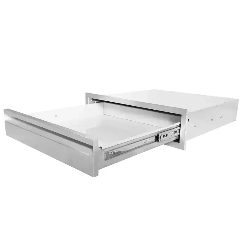24 Outdoor Kitchen Drawer, 304 Stainless Steel Flush Mount Single Layer BBQ Island Drawer, Storage Drawer for Outdoor Kitchen Grill Station