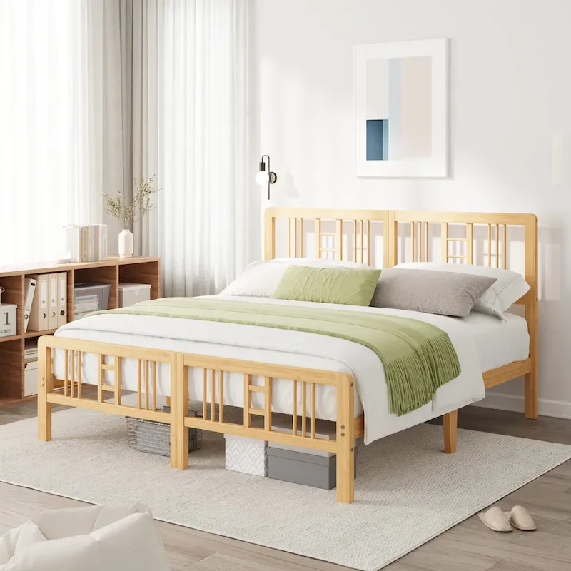 Wood Bed Frame with headboard and footboard