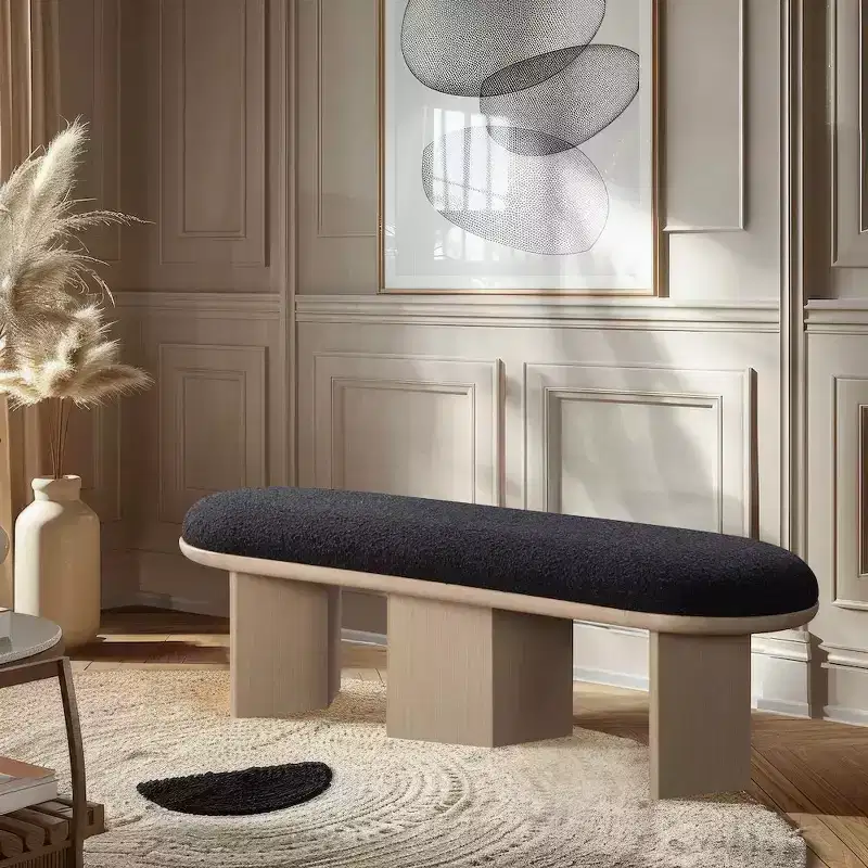 Boucle Fabric Bench