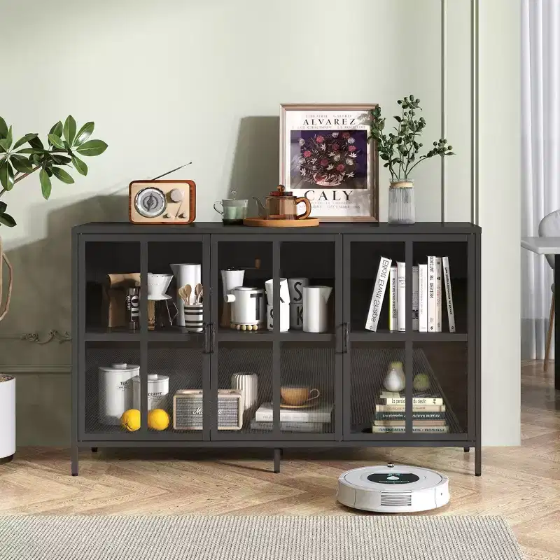 Sideboard Buffet Cabinet, Accent Cabinet with 3 Doors and 4 Shelves, Storage Cabinet for Living Room, Entryway, Hallway, Office