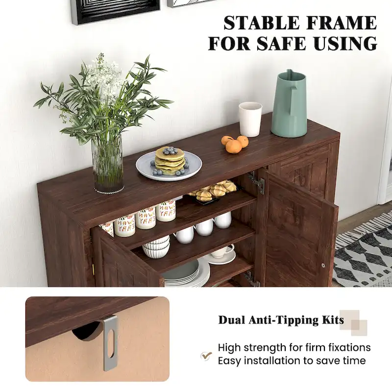 3-Door Buffet Sideboard Storage Credenza Cabinet Console