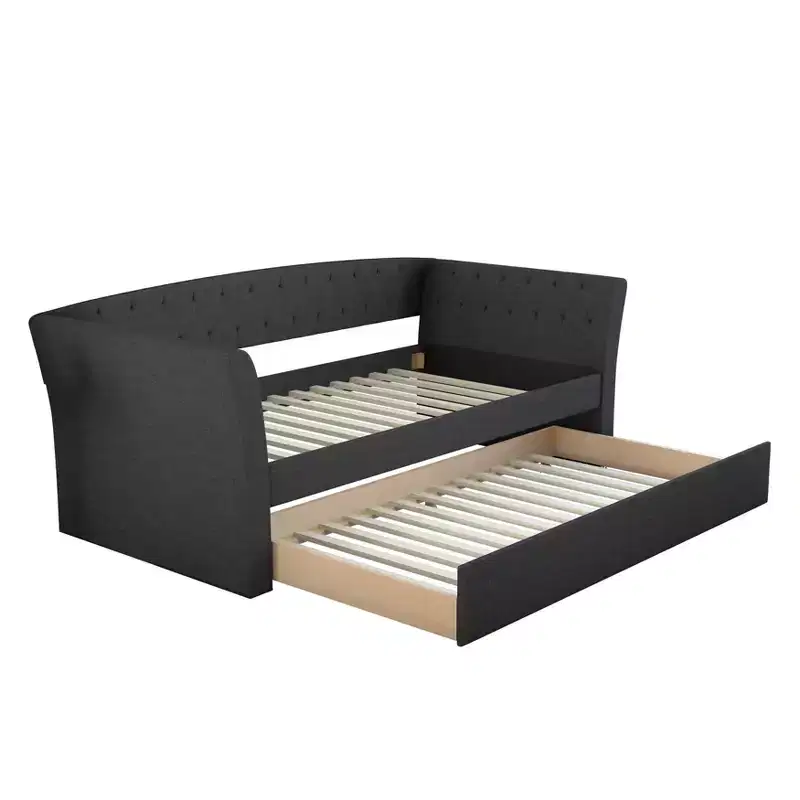 Twin Olivia Linen Upholstered Sofa Daybed with Trundle - Eco Dream