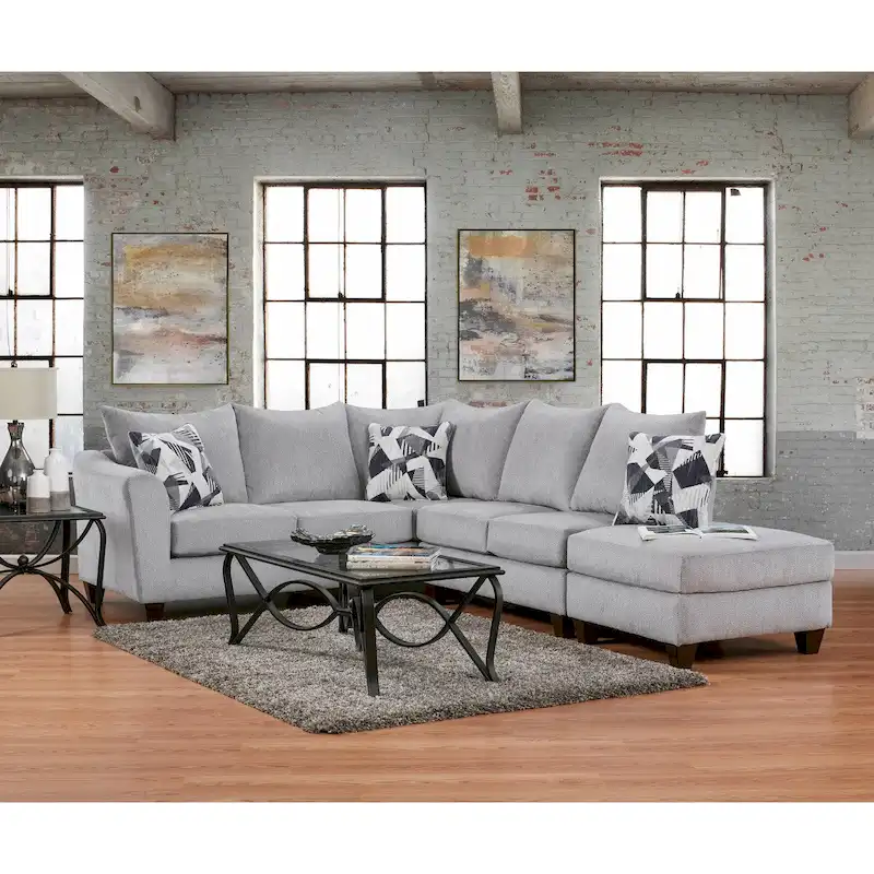 Living Room Sofa and Chair, Herringbone Silver