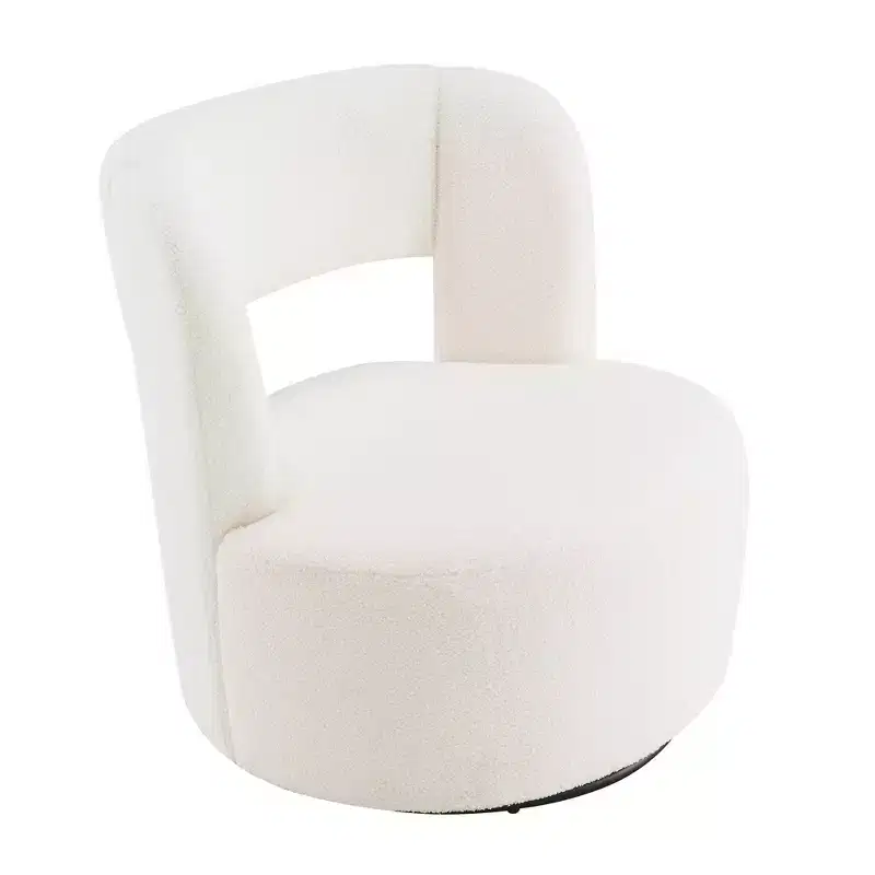 GDFStudio Blithe 360 Swivel Teddy Upholstered Wood Chair
