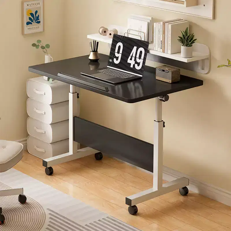 Adjustable Height Standing Desk on Wheels, Foldable Mobile Rolling Laptop Stand Portable Computer Workstations for Small Spaces Home Offices