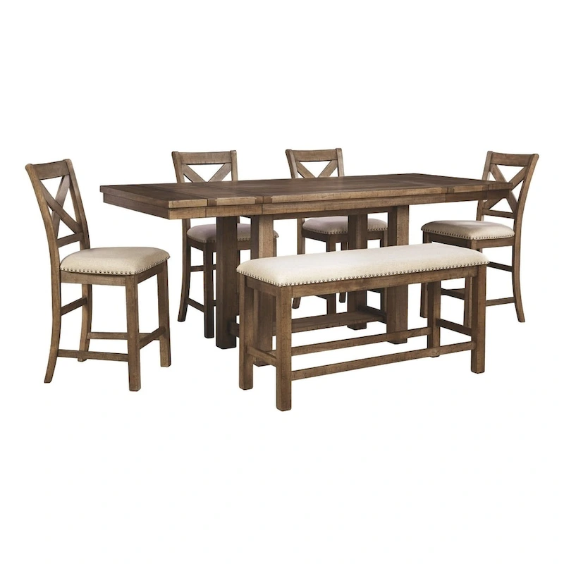 Moriville Counter Height Extension Table - Grayish Brown - 36 W x 86 D x 36 H