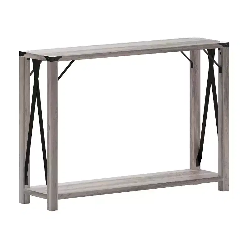 Engineered Wood Modern Farmhouse Entryway Console Table with Metal Accents