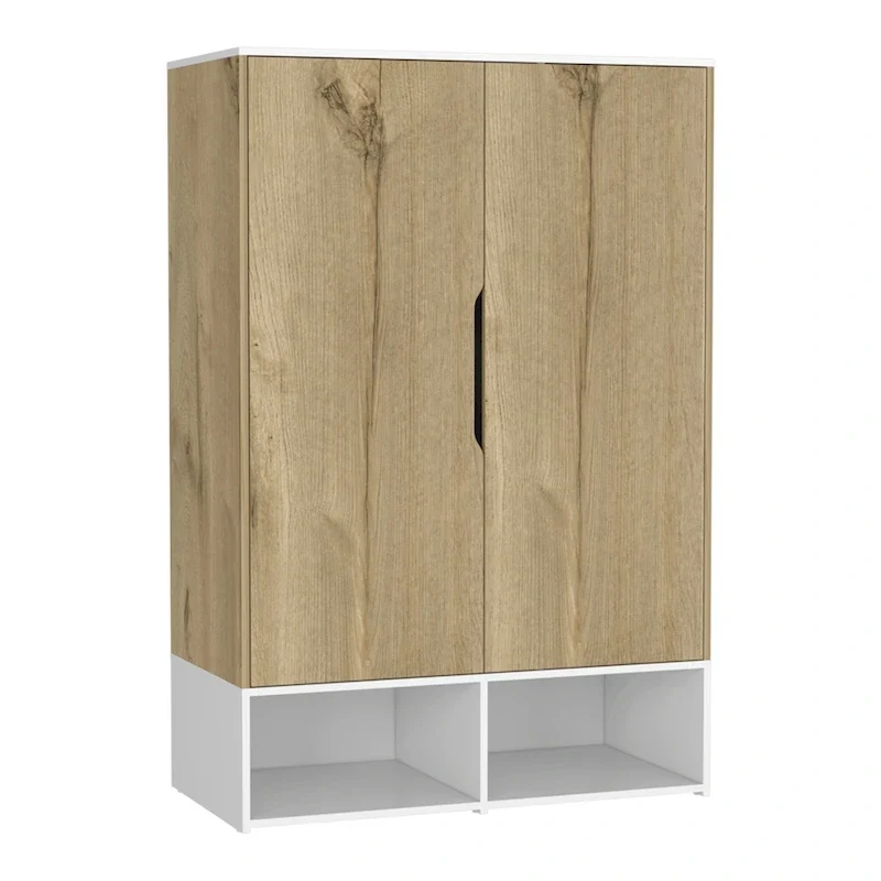 Armoire Two Door with Two Open Shelves, Five Shelves and Hanging Rod - N/A