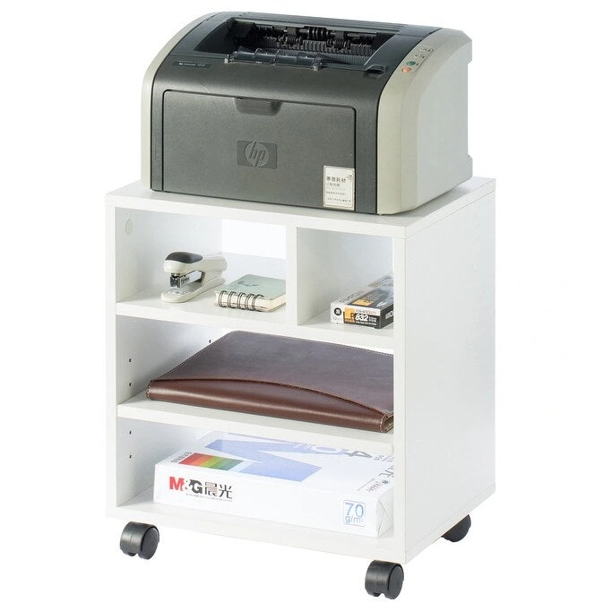Wooden Office Storage Printer Stand with Wheels