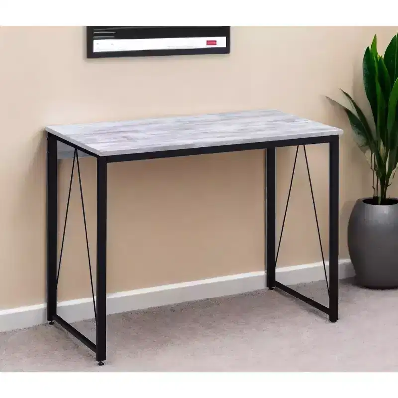 HomeRoots 35 Antiqued White and Black Writing Desk