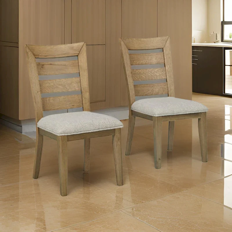 24 Inch Dining Chair, Cushioned, Curved Ladder Back, Brown