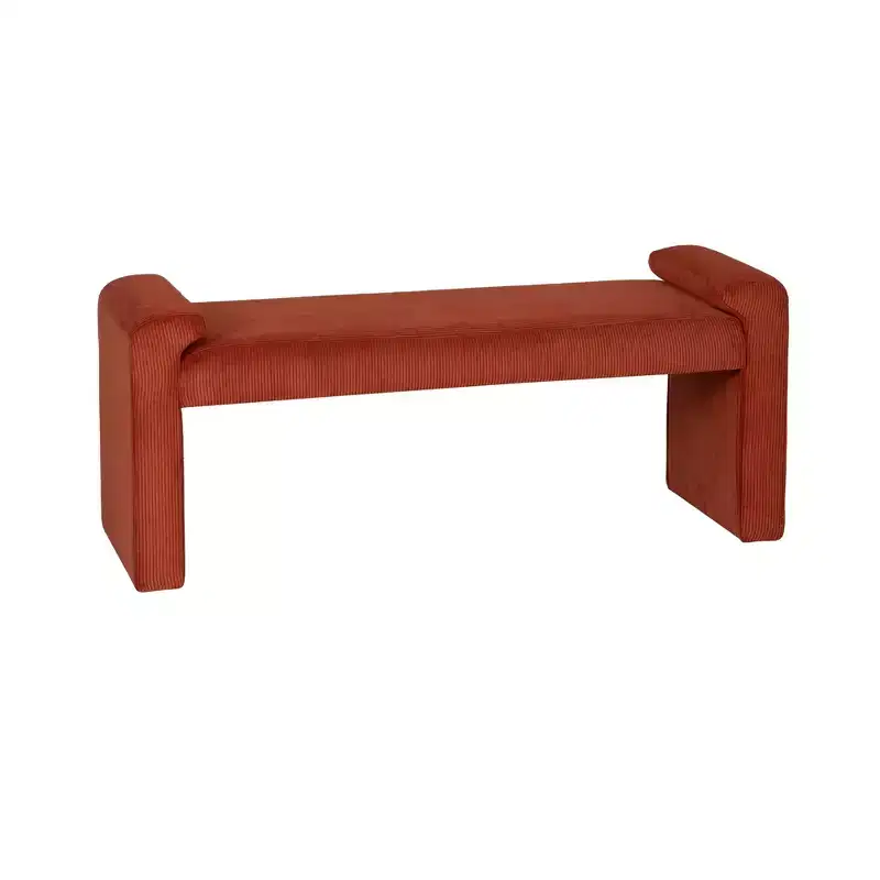 Upholstered Bench Rust Corduroy