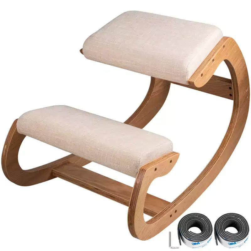 Ergonomic Kneeling Chair, Heavy Duty Better Posture Kneeling Stool Office Chair, for Body Shaping Relieving Stress Meditation, Brown
