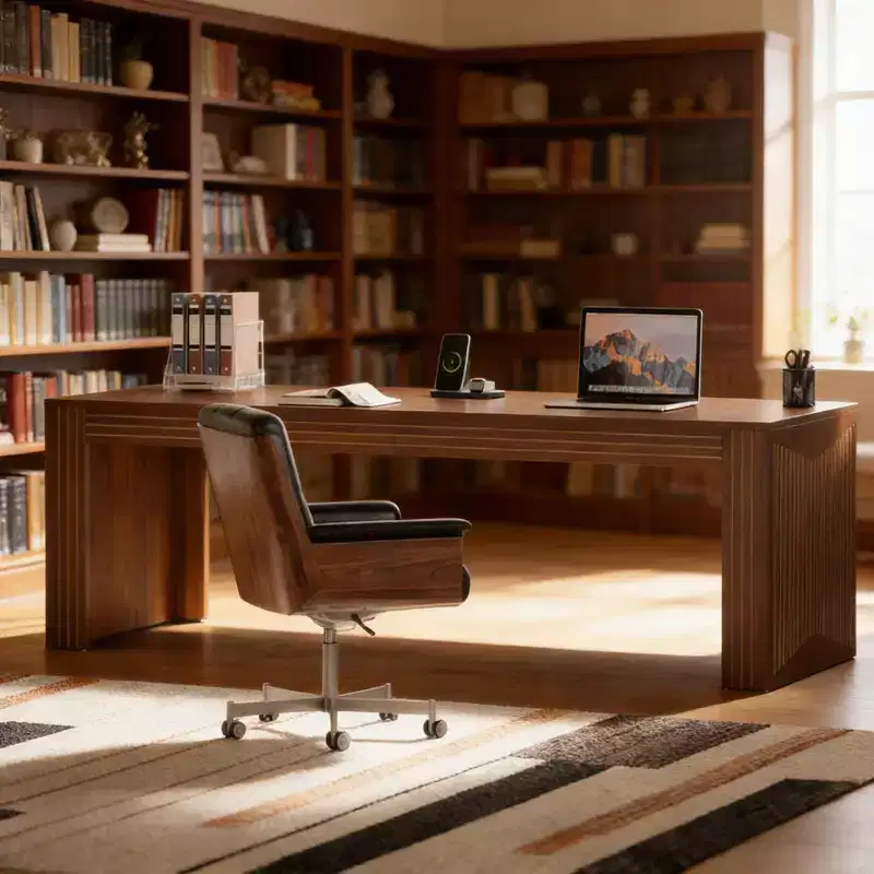 Rustic Wood Executive Desk 79 Inch