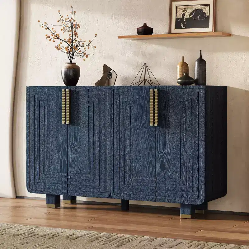 Okak Modern Storage Cabinet With 4 Door & Adjustable Shelf, Wood Sideboard Buffet Cabinet Ample Storage for Living Room,Diningroom,Kitchen