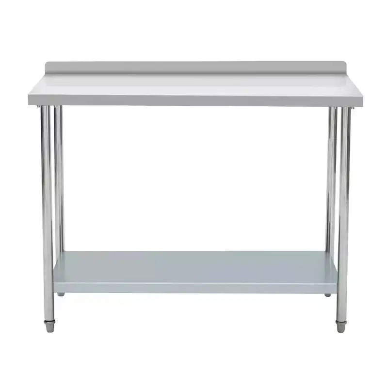 Stainless Steel Table 48x24, Heavy Duty Metal Commercial Prep Table with Storage Racks and Back Panel for Restaurant Kitchens, Home Hotel, Food Prep