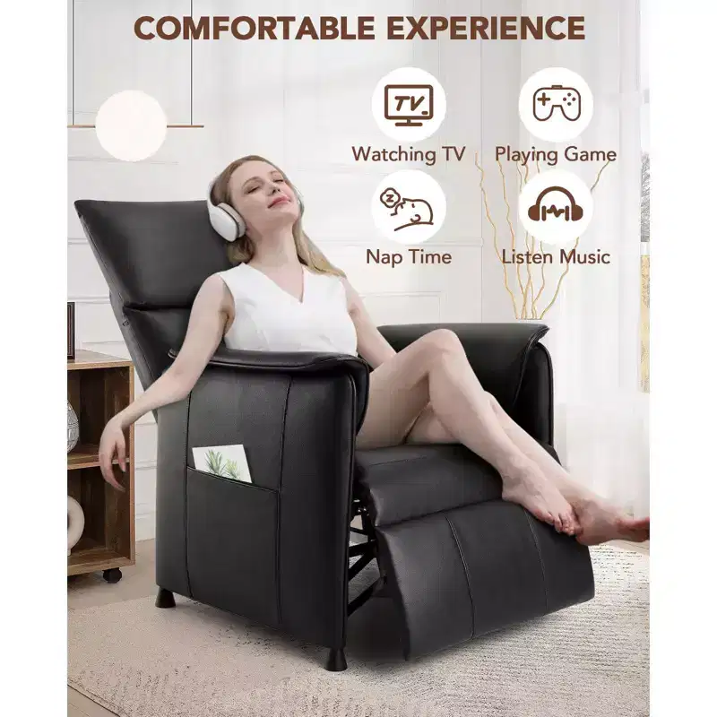 Single sofa, recliner with memory function, PU leather, home theater seat, suitable for living room and office.