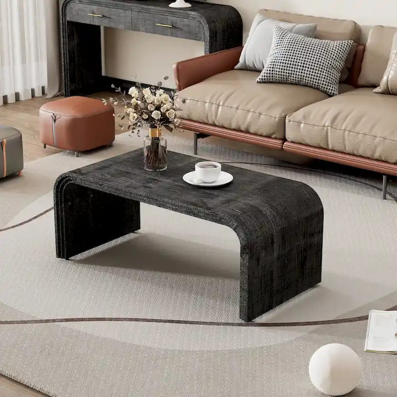 Coffee Table with Curved Art Deco Design - 23.60 x 47.20 x 18.50