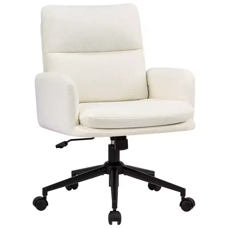 Furniliving Modern Home Office Desk Chair With High BackrestChenille Upholstered Accent Chair
