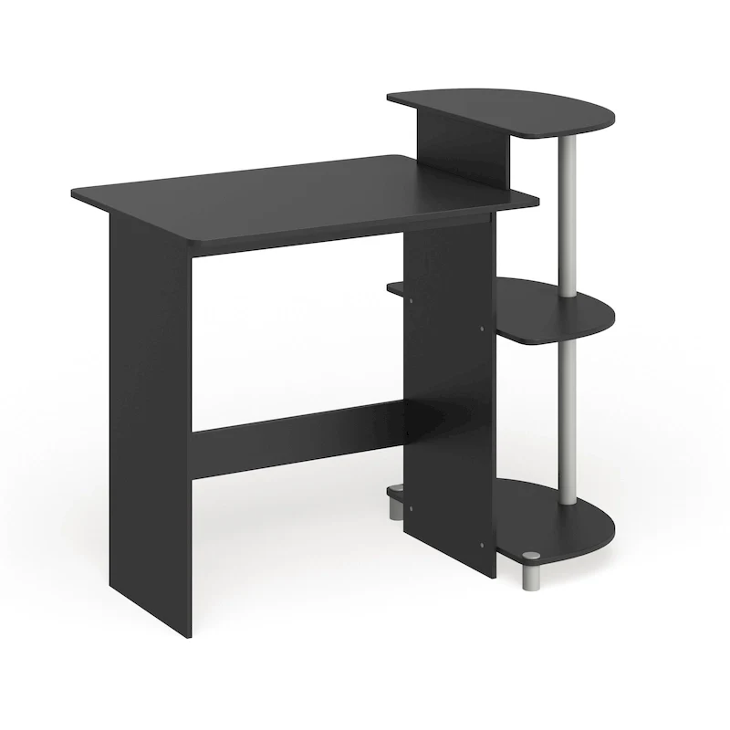 Porch & Den Baruch Compact Modern Wood Computer Desk with Shelves