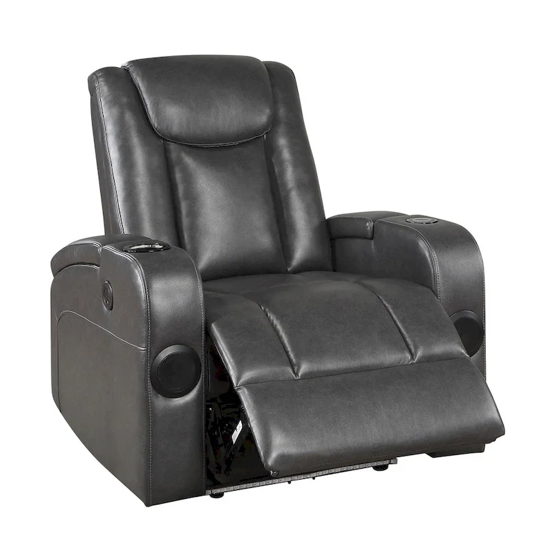 PU Leather Power Recliner Chair with LED & Cooling Cupholder 38