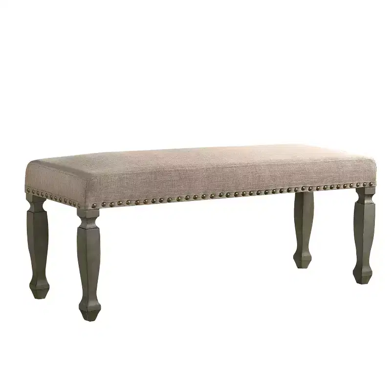 GDFStudio Preston 48 Modern Upholstered Wooden Bench with Nailhead Trim