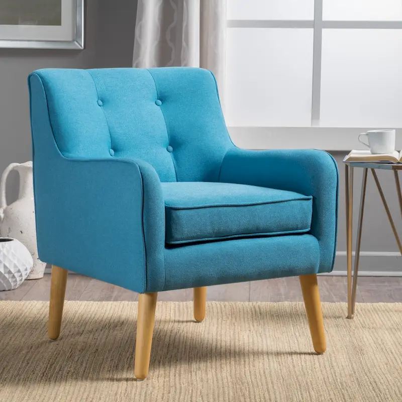 Upholstered Button-Tufted Accent Chair with Iron Hairpin Legs