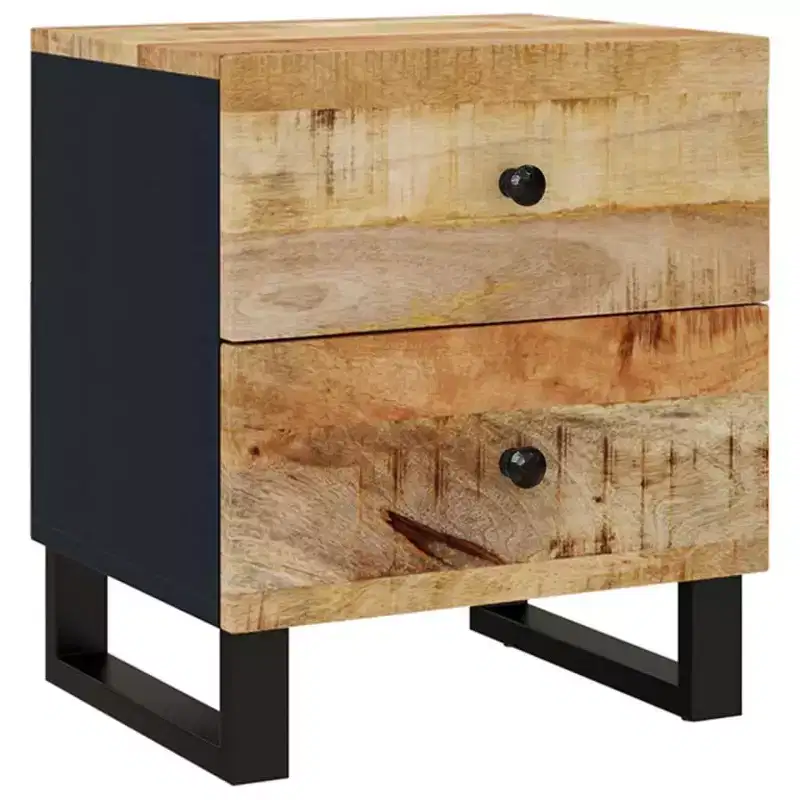 Bedside Cabinet Black Solid Mango Wood Medium Bedside Cabinet