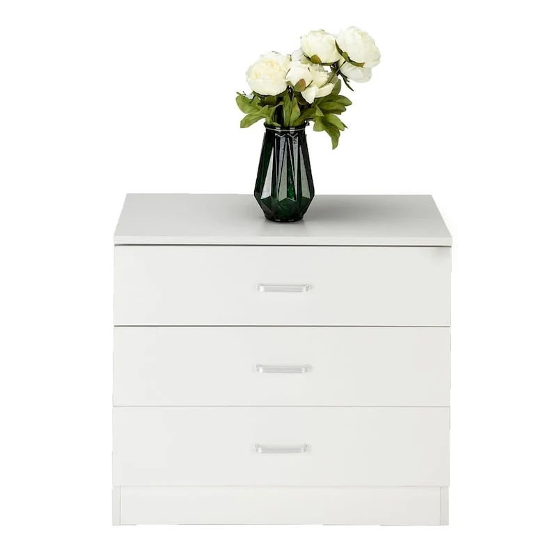 3-Drawer Wood Dresser Chest – White / Black, P2 Wood, Simple Style, Single