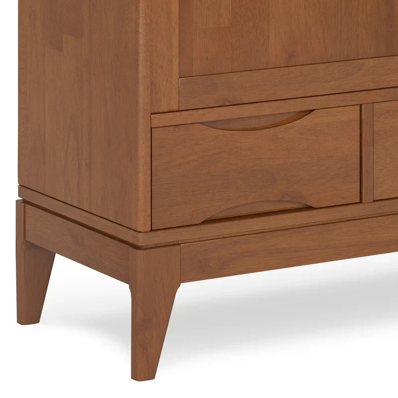 48-Inch Wide Mid-Century Modern Storage Cabinet with Sliding Doors and Drawers