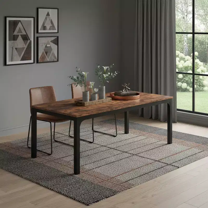 HomeRoots 46 Brown and Black Wood and Iron Dining Table