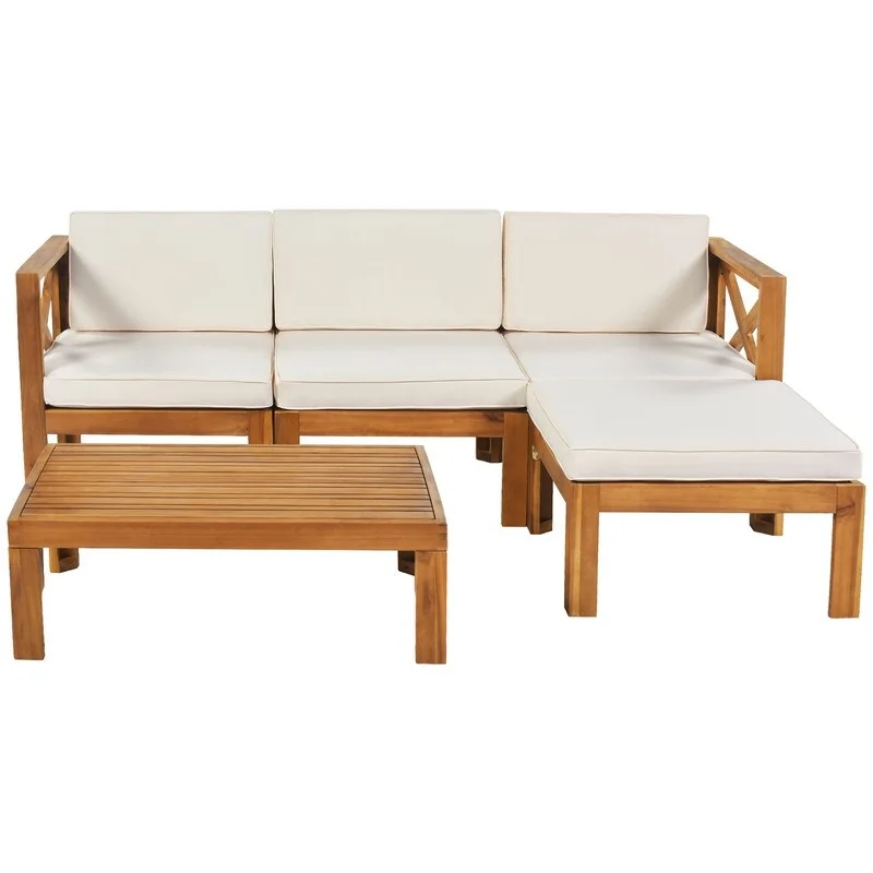 Five-Piece Outdoor Patio Sectional Sofa Set With Cushions For Backyard Seating
