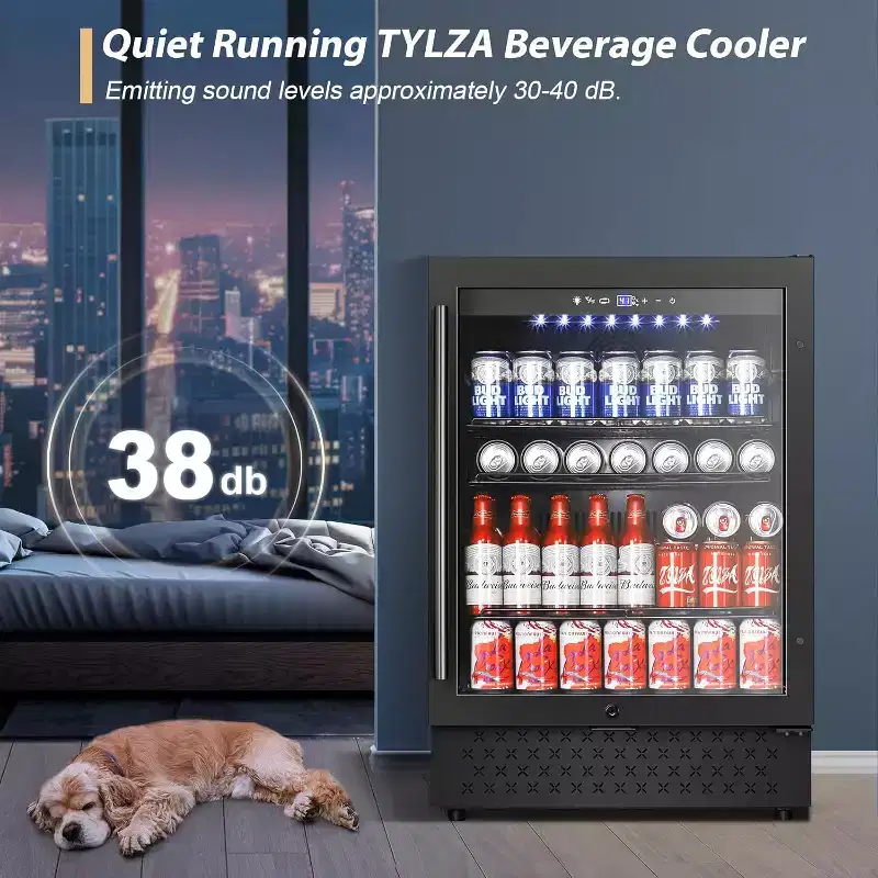 Velivi 24 Inch Freestanding Beverage Refrigerator Fridge Beverage Cooler for Office/Home 5.2 Cu. Ft. Drink Refrigerator with Glass Door