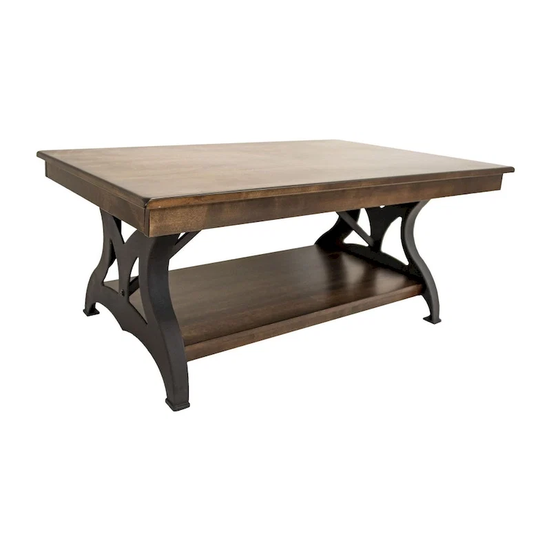 Wood and Metal Coffee Table with Copper Finish