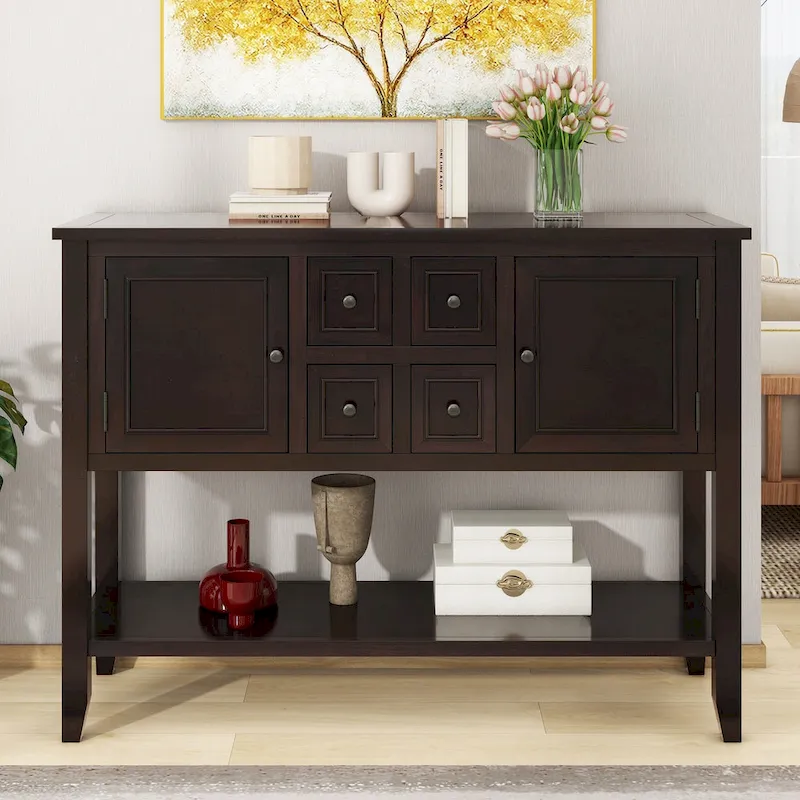 Vintage Buffet Sideboard Console Table with Bottom Shelf