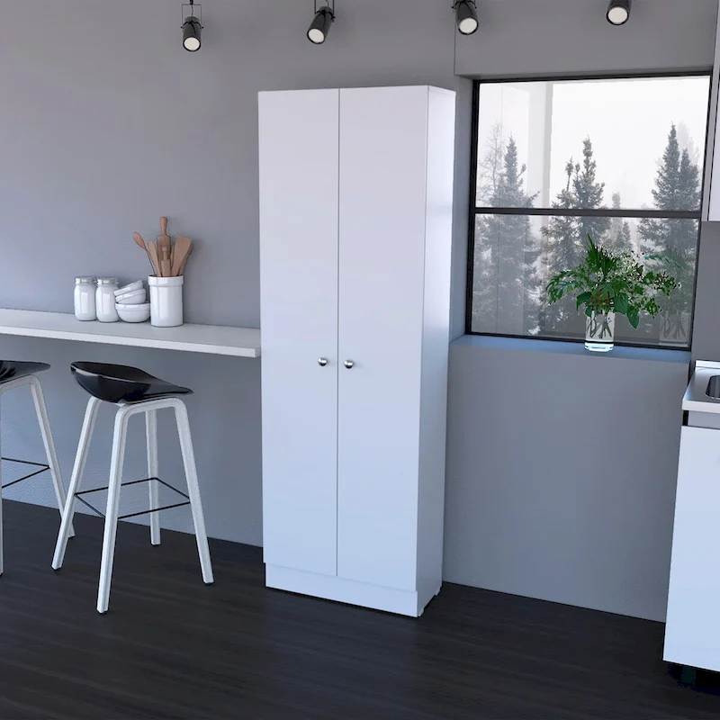 Buxton Rectangle 2-Door Storage Tall Cabinet Light Grey