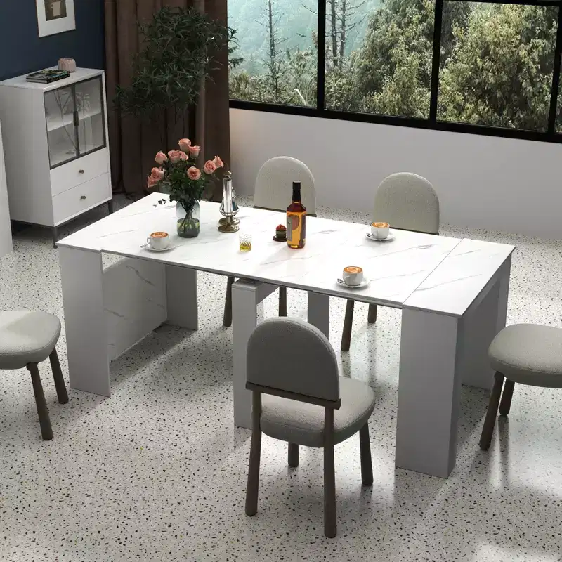 GDFStudio Lunelle Modern Wooden Extendable Console and Dining Table