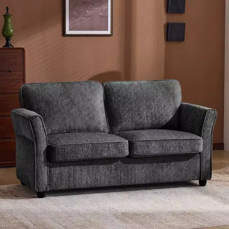 Chenille Loveseat With Floral Arms For Small Spaces
