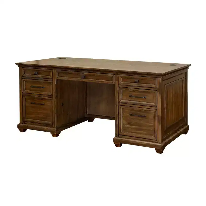 Traditional Wood Double Pedestal Executive Desk, 68.5