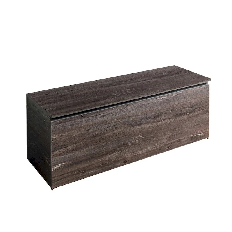 Lean Storage Bench Chest with Safety Hinges, Lift Top, Farmhouse Gray Wood