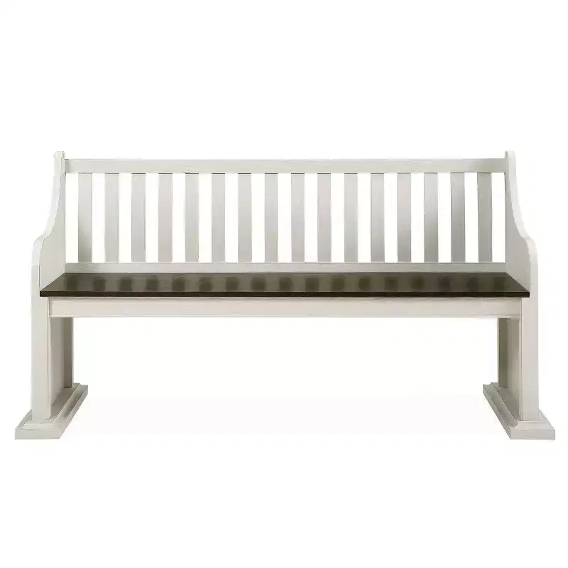18" Joanna Bench with Back Dark Brown/Ivory - Steve Silver Co.: Farmhouse Style, Hardwood Frame, Two-Tone Finish, 2-Seater