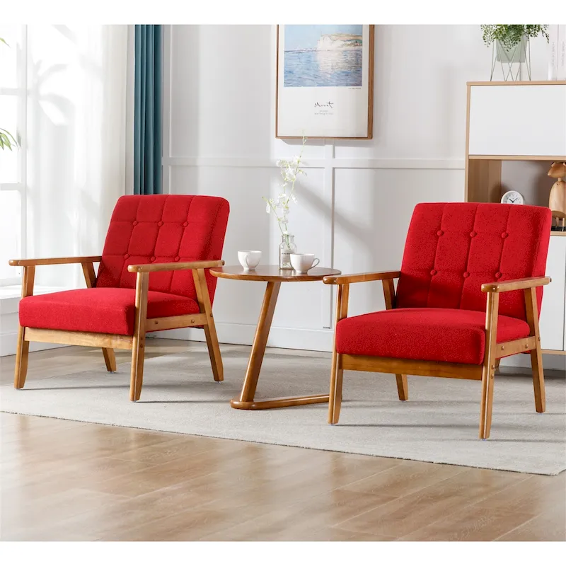 Mid Century Modern Accent Chairs with Side Table (2-Pack)