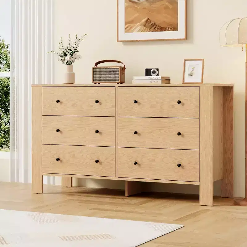 6-Drawer Wide Dresser with Storage