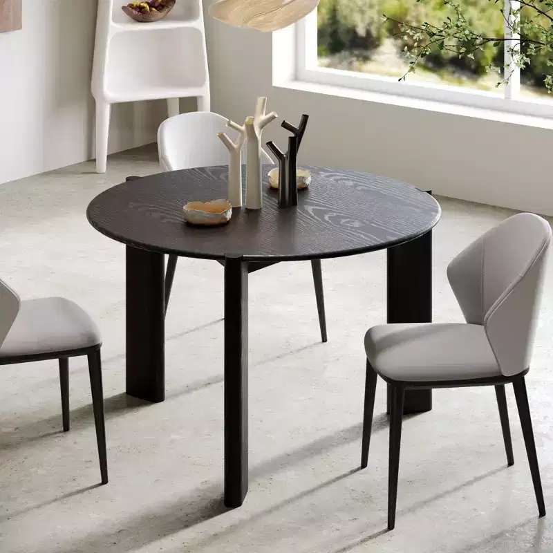 PexFix 42 x 42 Solid Wood Round Dining Table for 4 Modern Farmhouse Kitchen Table Small Circle for Kitchen Living Room Black