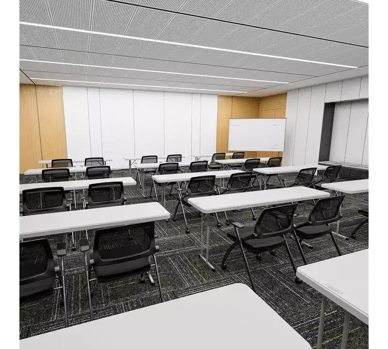 Stackable Conference Room Chair with Wheels, Folding Office Chair with Rebound Back & Padded Seat, Black