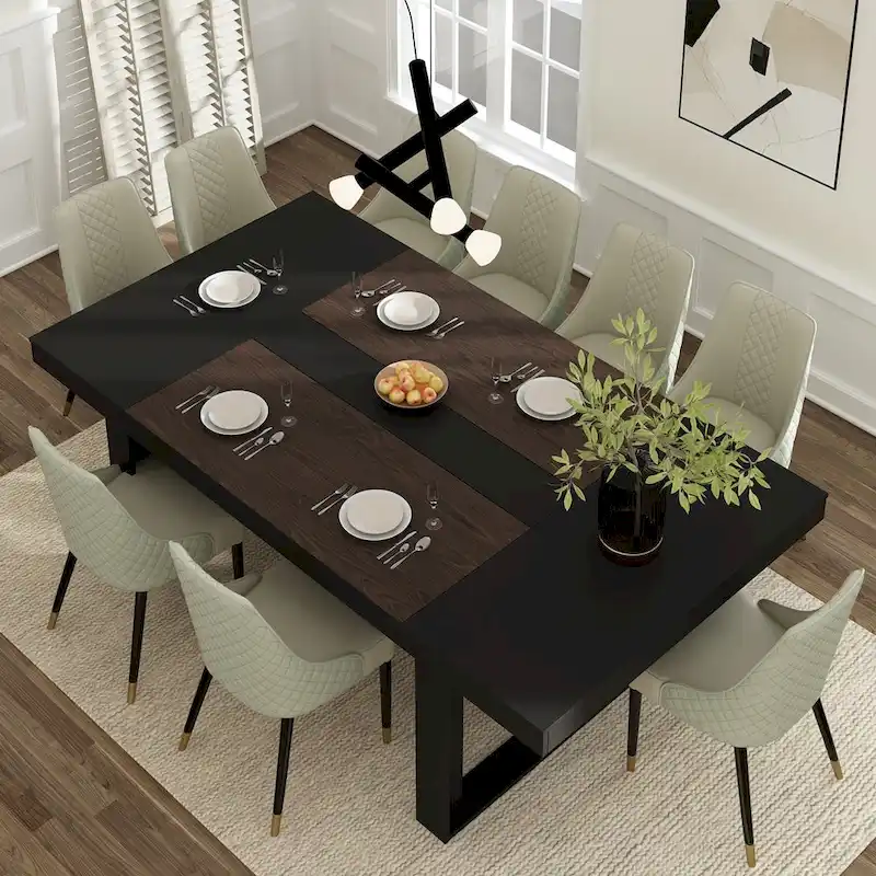 Oak/Black Rectangular Conference Table, 86.6