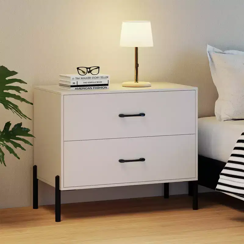 Costway 2-Drawer Dresser w/Metal Legs & Handles Drawers & Anti-Tipping Kits for Closet