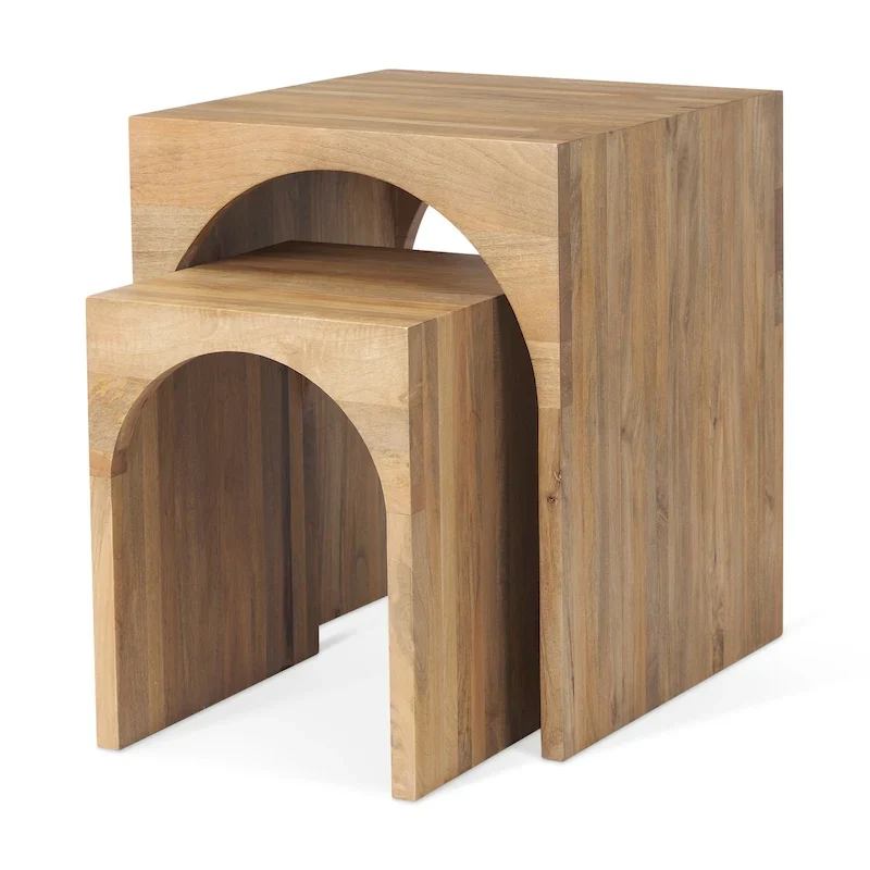 Chloe Light Brown Solid Wood Square Nesting Accent Tables (Set of 2) - 20L x 20W x 24H